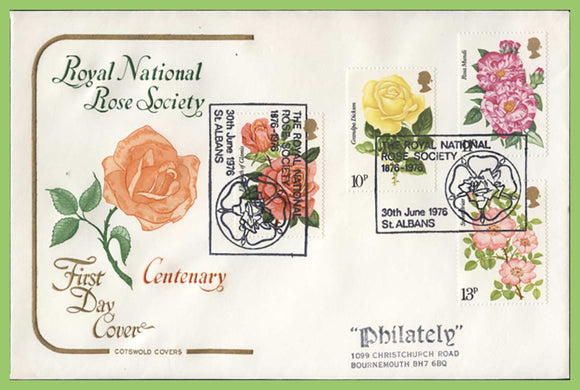 G.B. 1976 Roses set on Cotswold First Day Cover, St Albans