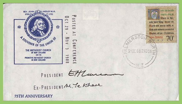 New Zealand 1988 Methodist Conference Palmerston, signed cover
