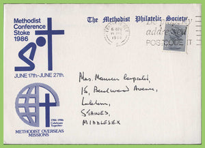 G.B. 1986 Methodist Conference Stoke, commemorative cover