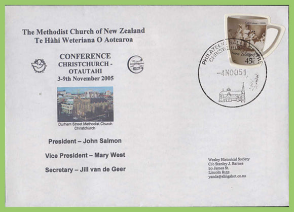 New Zealand 2005 Methodist Conference Christchurch, commemorative cover
