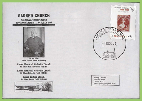 New Zealand 2005 50 Years of Aldred Church, Methodist commemorative cover