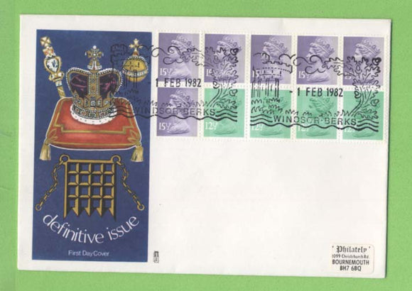 G.B. 1982 £1.43 booklet pane on Philart First Day Cover, Windsor