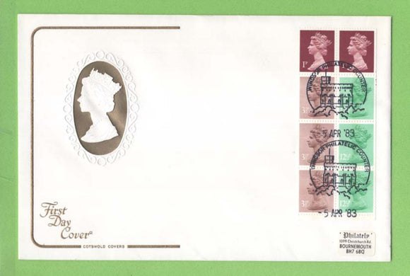 G.B. 1983 50p booklet pane on Cotswold First Day Cover, Windsor