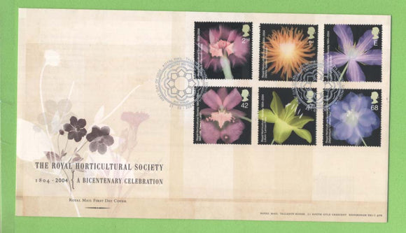 G.B. 2004 RHS Flowers set on Royal Mail First Day Cover, Tallents House