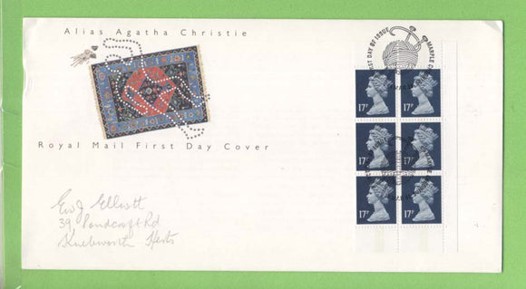 G.B. 1991 17p x 6 Agatha Christie booklet pane on Royal Mail First Day Cover