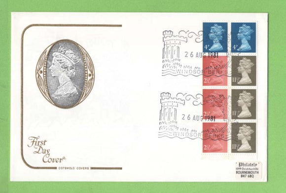 G.B. 1981 50p booklet pane on Cotswold First Day Cover, Windsor