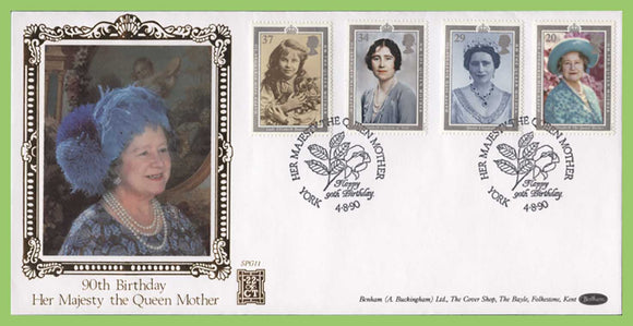 G.B. 1990 Queen Mother set on Benham Gold First Day Cover, York