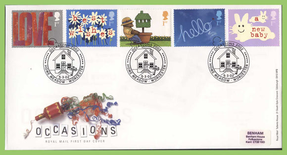 G.B. 2002 Occasions set on Royal Mail First Day Cover, Worcester