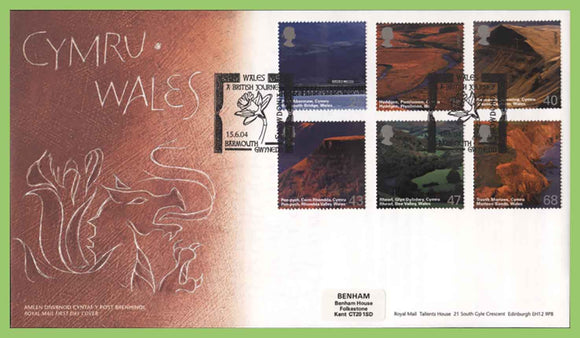 G.B. 2004 Wales set on Royal Mail First Day Cover, Barmouth