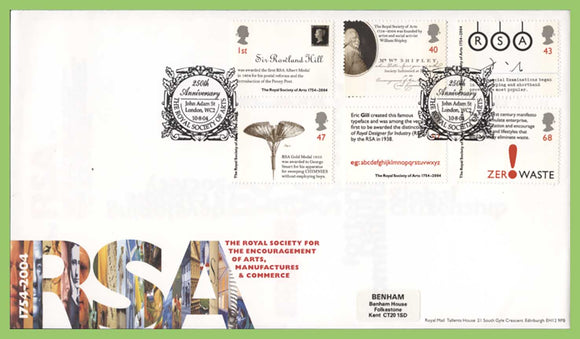 G.B. 2004 Royal Society set on Royal Mail First Day Cover, London WC2