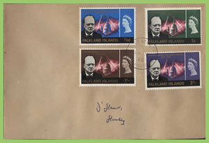 Falkland Islands 1966 Churchill set on Brown plain First Day Cover