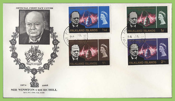 Falkland Islands 1966 Churchill set on illustrated First Day Cover