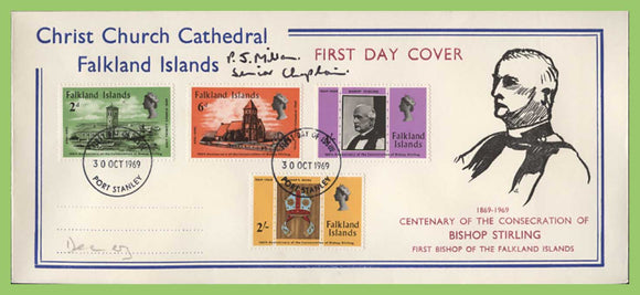 Falkland Islands 1969 Christ Church Cathedral set signed First Day Cover, Port Stanley