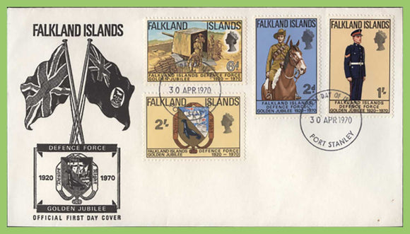 Falkland Islands 1970 Defence Force Golden Jubilee set First Day Cover, Port Stanley