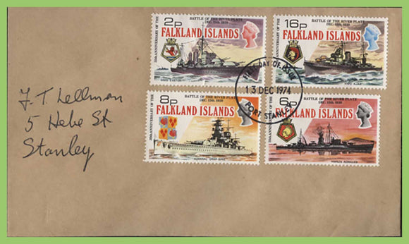 Falkland Islands 1974 Battle of Falklands ships set on plain First Day Cover
