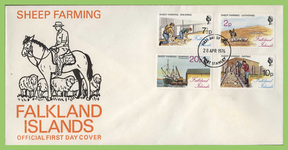Falkland Islands 1976 Sheep Farming set on illustrated First Day Cover, Port Stanley
