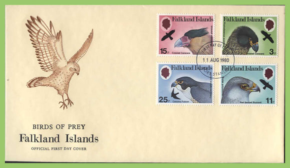 Falkland Islands 1980 Birds of Prey set on illustrated First Day Cover, Port Stanley
