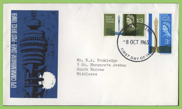 G.B. 1965 Post Office Tower set on GPO First Day Cover, Harrow