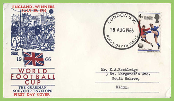 G.B. 1966 Football World Cup Winners on Philart First Day Cover, London SW
