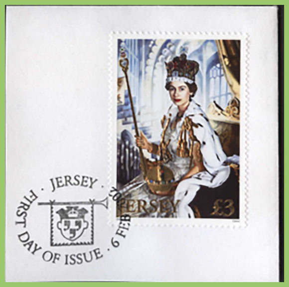 Jersey 2002 QEII Golden Jubilee £3.00 stamp used on piece
