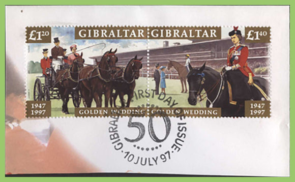 Gibraltar 1997 Golden Wedding set on piece used. SG Cat £11