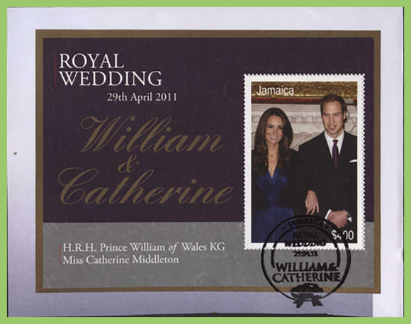 Jamaica 2011 Prince William and Catherine Wedding miniature sheet used on piece