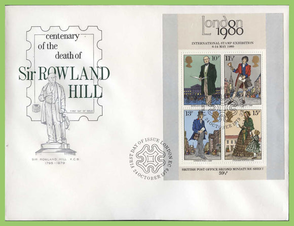 G.B. 1979 Rowland Hill miniature sheet on Stuart First Day Cover, London EC