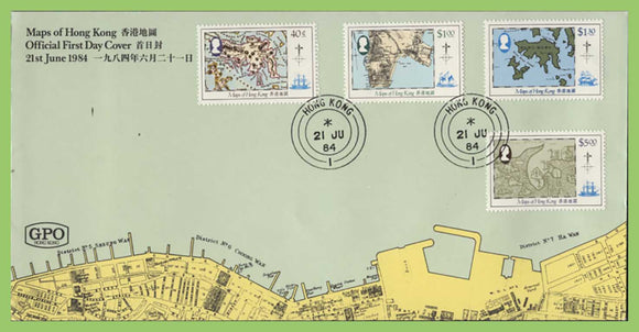 Hong Kong 1984 Maps set on First Day Cover