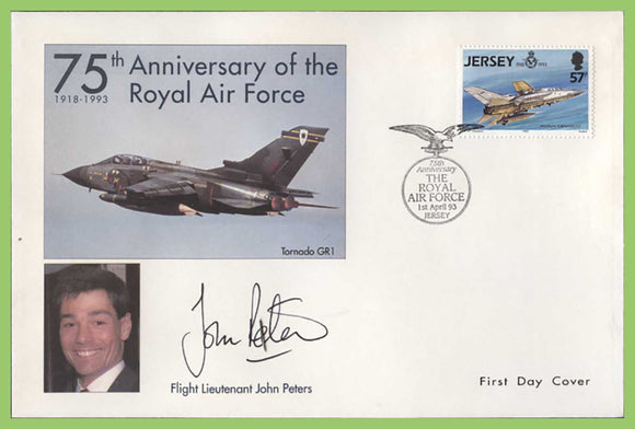 Jersey 1993 75th Anniverrsary of RAF 57p Tornado First Day Cover, Signed