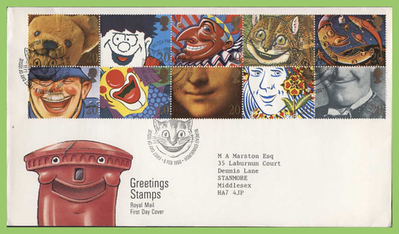 G.B. 1990 Greetings pane on Royal Mail First Day Cover, Bureau