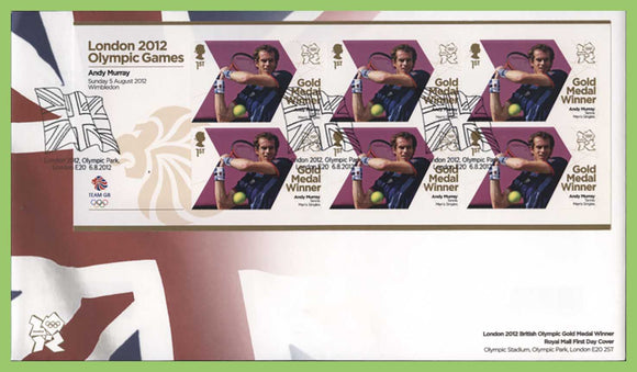 G.B. 2012 Gold Medal Winners self adhesive stamps, Andy Murray First Day Cover