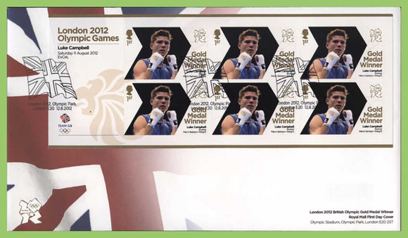 G.B. 2012 Gold Medal Winners self adhesives stamps, Luke Campbell First Day Cover