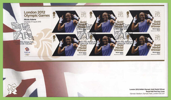 G.B. 2012 Gold Medal Winners self adhesive stamps, Nicola Adams First Day Cover