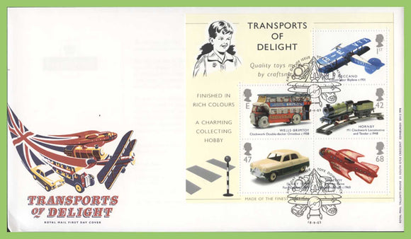 G.B. 2003 Transports of Delight miniature sheet on u/a Royal Mail First Day Cover, Downpatrick