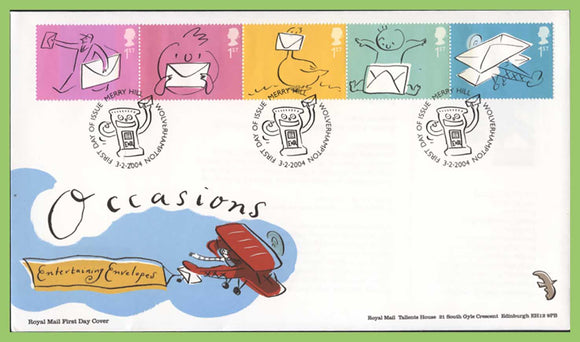 G.B. 2004 Occasions set on u/a Royal Mail First Day Cover, Merry Hill