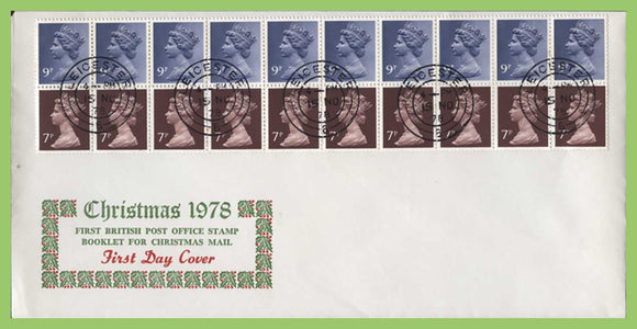 G.B. 1978 Christmas booklet pane on First Day Cover, Leicester