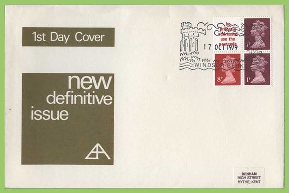 G.B. 1979 10p  booklet pane on First Day Cover, Windsor