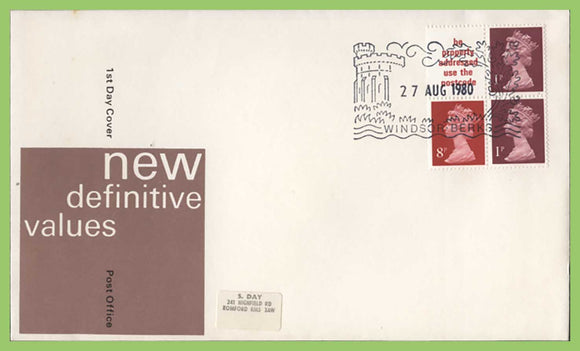 G.B. 1979 10p  booklet pane on Post office First Day Cover, Windsor