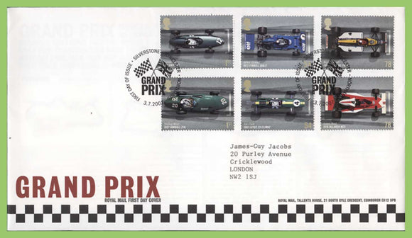 G.B. 2007 Grand Prix set on Royal Mail First Day Cover, Silverstone