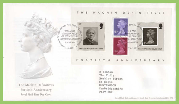 G.B. 2007 The Machin definitive M/S on Royal Mail First Day Cover, Tallents House