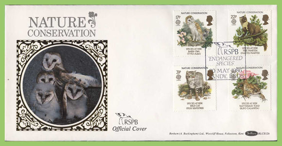 G.B. 1986 Nature Conservation set on Benham silk First Day Cover, Sandy, Beds.