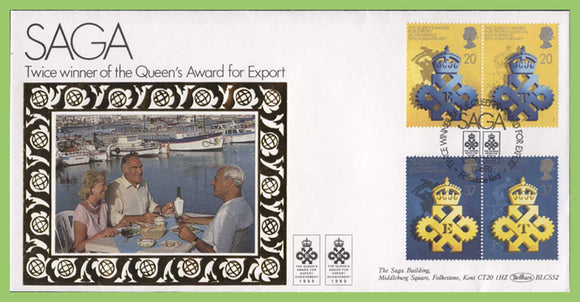 G.B. 1989 Queens Industry Awards set on Benham First Day Cover, SAGA