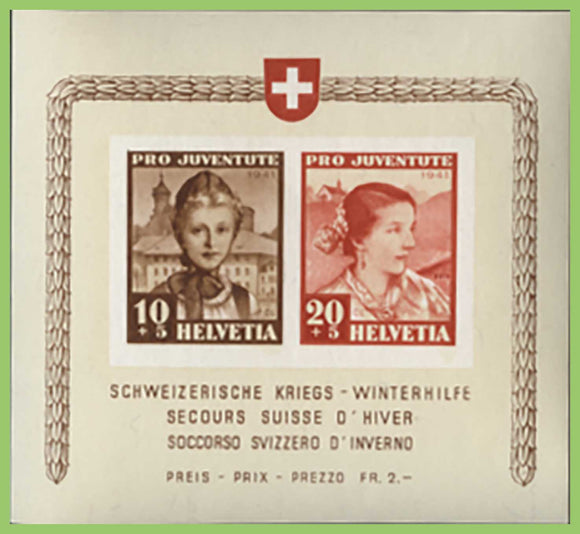 Switzerland 1941 Pro Juventute miniature sheet. UM sg. MSJ99