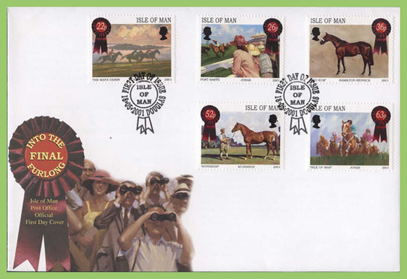 Isle of Man 2001 Horse Racing Paintings set First Day Cover