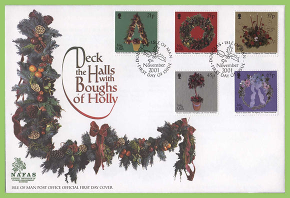 Isle of Man 2001 Christmas. Decorations set First Day Cover