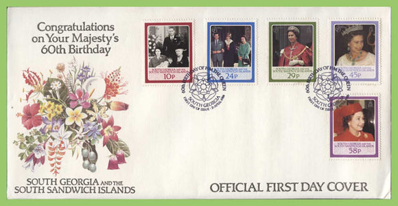 South Georgia 1986 QEII 6oth Birthday set on First Day Cover