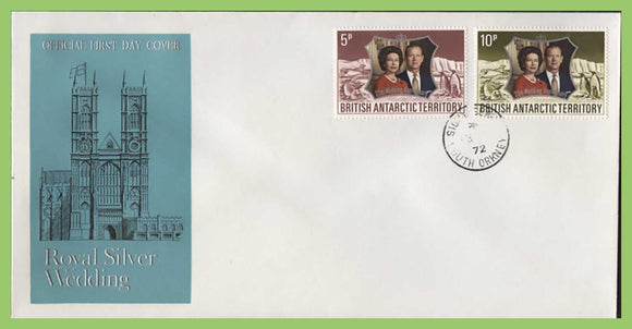 British Antarctic Territory 1972 Royal Silver Wedding set on First Day Cover