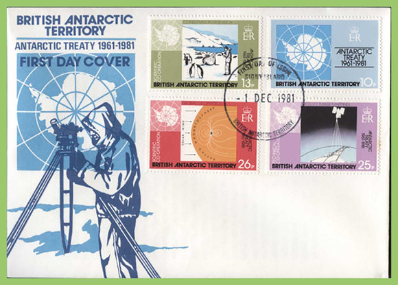 British Antarctic Territory 1981 Antarctic Treaty set on First Day Cover. Signy Island