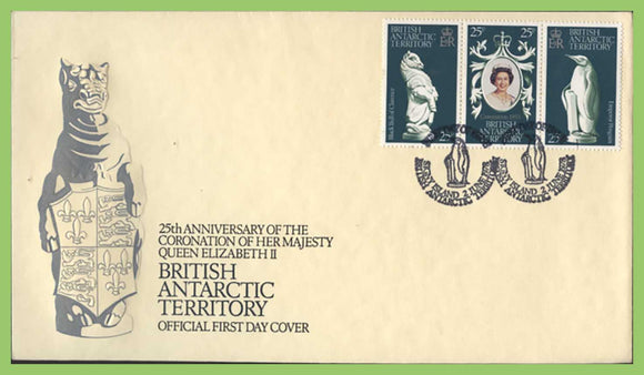 British Antarctic Territory 1978 Coronation strip of three on First Day Cover