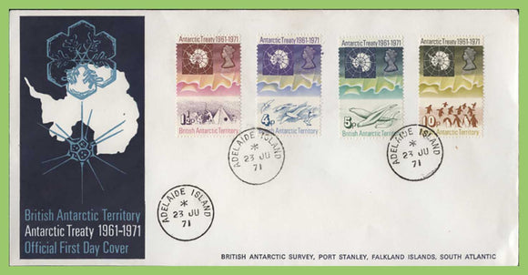 British Antarctic Territory 1971 Treaty set on u/a  First Day Cover, Adelaide Island